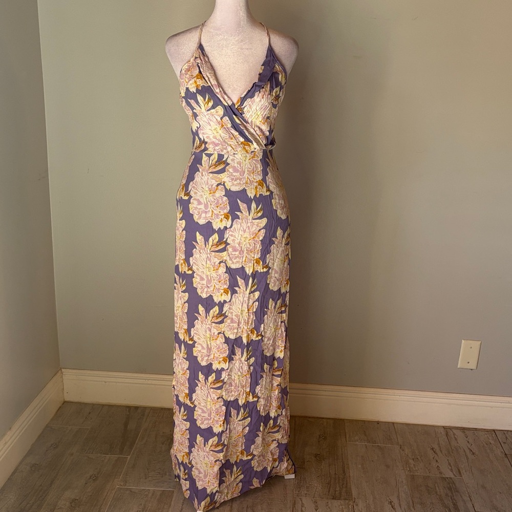 [ASTR] Purple/Yellow Floral Maxi Dress - Size Small